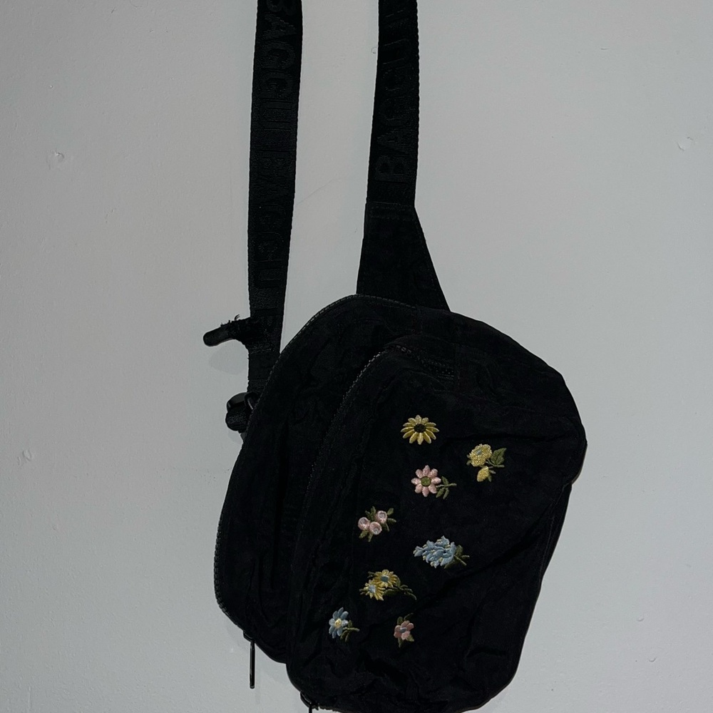Black Floral Embroidered Bag